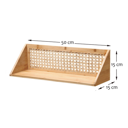 Calicosy - Wandplank van bamboe en natuurlijk rotan - 15x40x15 cm