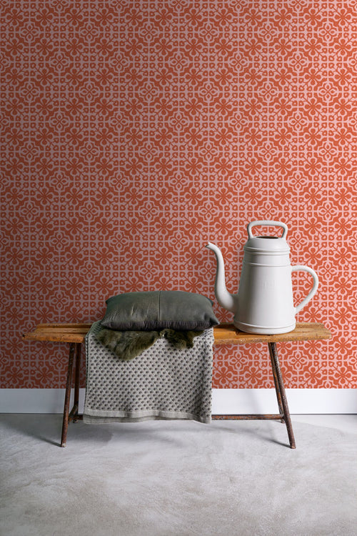 ESTAhome behang verweerde tegels koraalrood - 50 x 900 cm - 131483 - vtwonen shop