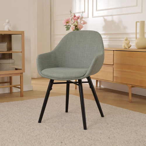 Nolon Nena-Mae Eetkamerstoel Saliegroen - Zwarte Houten Poten - vtwonen shop