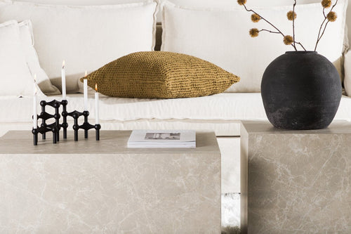 Rebellenclub Salontafel Tusani - 40 x 40 cm - Beige Marmerlook