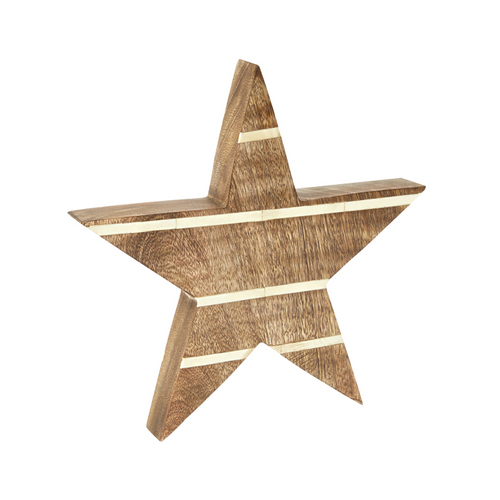 Sia Deco Decoratieve Ster - Mangohout - Hout En Crème - H29 - vtwonen shop