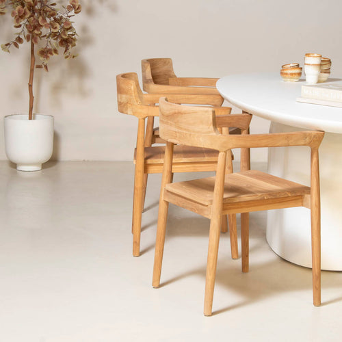 DÉJA Living Eetkamerstoel Hazel - Teakhout - Naturel - Set van 2 - vtwonen shop