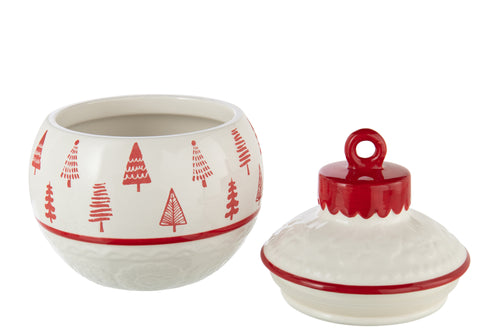 J-Line voorraadpot Kerstmis Bal Dolomiet - keramiek - rood/wit - vtwonen shop