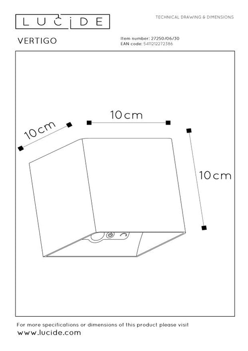 Lucide wandlamp VERTIGO - Geïntegreerde LED - Zwart - vtwonen shop