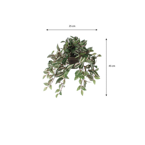 Mica Decorations Tradescantia Kunst Hangplant in Bloempot Stan - H45 x Ø25 cm - Groen