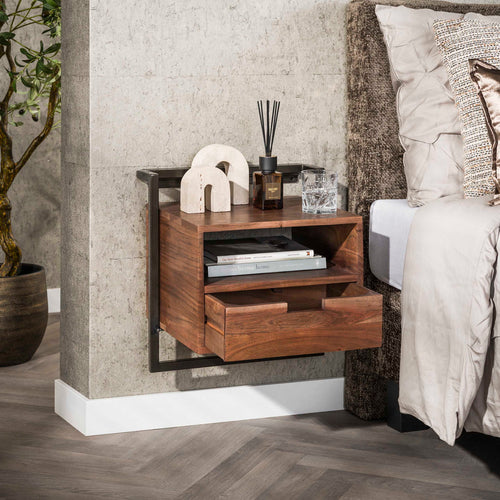Giga Living Nachtkastje Air Solid - Bruin Hout - 35x44x45cm