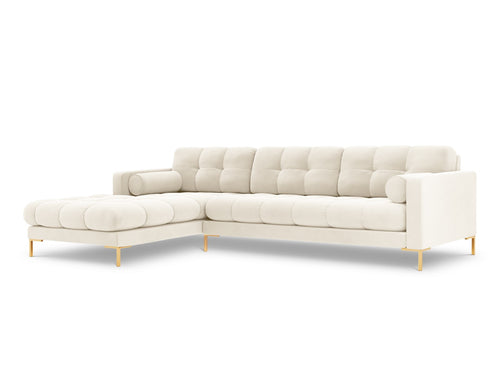 Cosmopolitan Design linker hoekbank Bali 5-zits, flueel, lichtbeige - 185x293x75cm