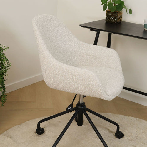 Nolon Nout-Mae Bureaustoel Bouclé Beige - Armleuning - Zwart Onderstel - vtwonen shop