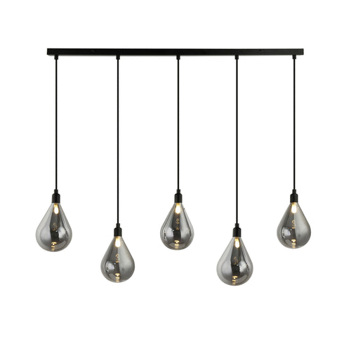 HOME DELUXE Hanglamp van glas CELIA Grijs – 5-lamps - vtwonen shop