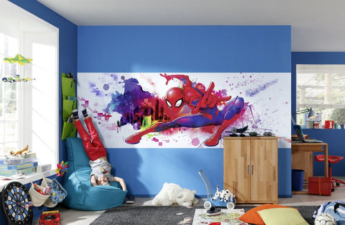 Sanders & Sanders fotobehang spider-man graffiti rood, blauw en wit - 184 x 254 cm - 612280
