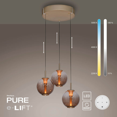 Neuhaus PURE hanglamp E-Infinity - 3 lichts - 50  x 240   cm - champagne