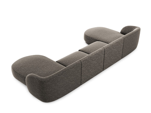 Micadoni Panoramische bank Miley 5-zits, chenille, grijs - 156x330x70cm