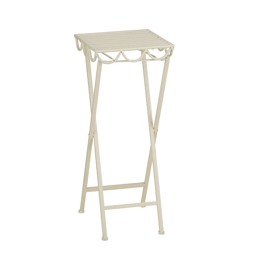 Mica Decorations Rosalie Planttafel voor Buiten - Plantenstandaard voor Kamerplanten 68 x 28cm - Inklapbaar - IJzer - Offwhite