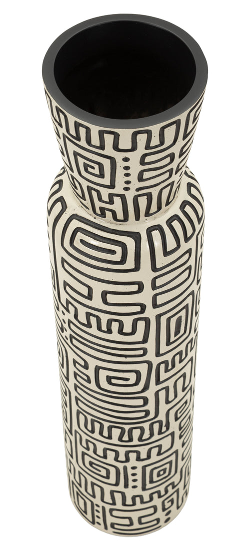 Mauro Ferretti vaas - Ø 16x86 cm - beige/zwart