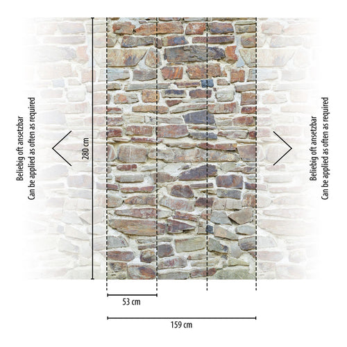 Livingwalls fotobehang stenen muur beige, bruin, crème en grijs - 159 x 280 cm - AS-392511 - vtwonen shop