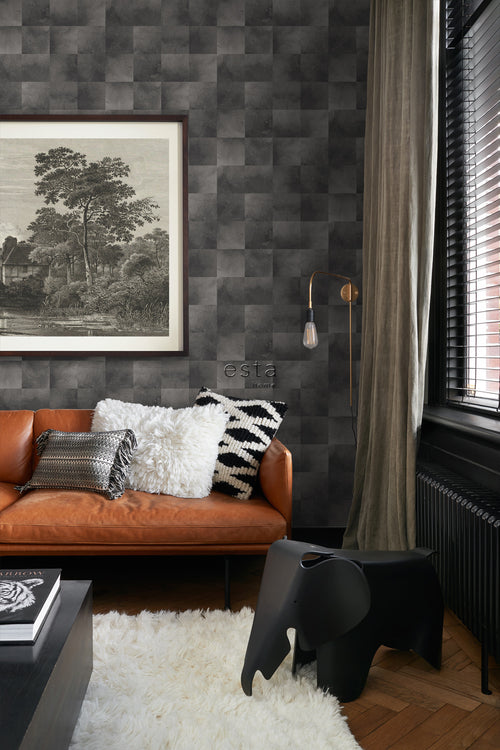 ESTAhome behang dierenhuid donkergrijs - 53 cm x 10.05 m - 139183