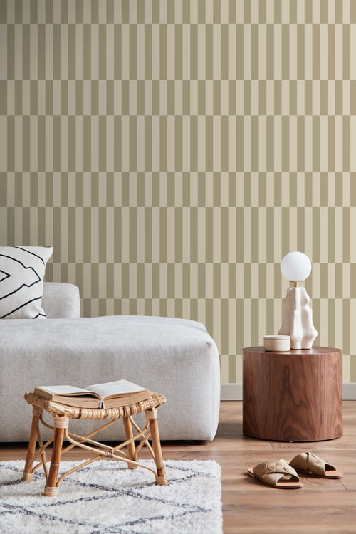 ESTAhome behang strepen donker beige - 53 cm x 10.05 m - 131212