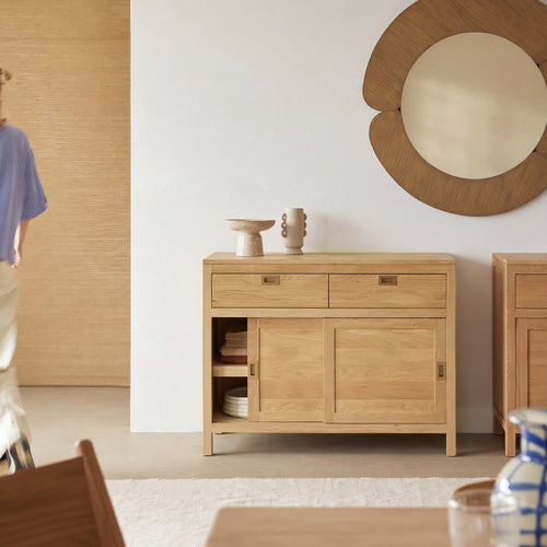 Tikamoon Buffetkast massief eiken 110 cm - Naturel