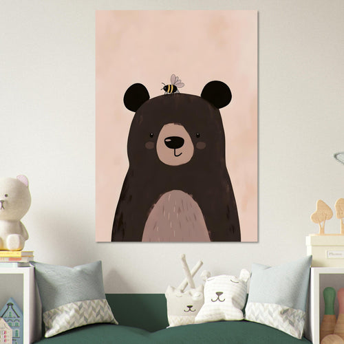 Artfulprints Poster Donkere beer   - 30x40 cm - Bruin