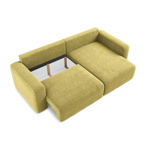LaMiaSofa hoekbank rechts Ostia - chenille stof - limoengroen - 244x149x79