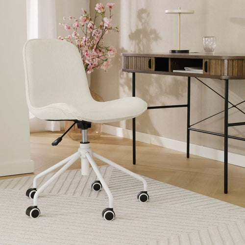 Nolon Nout-Fé Bureaustoelen Set van 2 - Rib Crème - Wit Onderstel