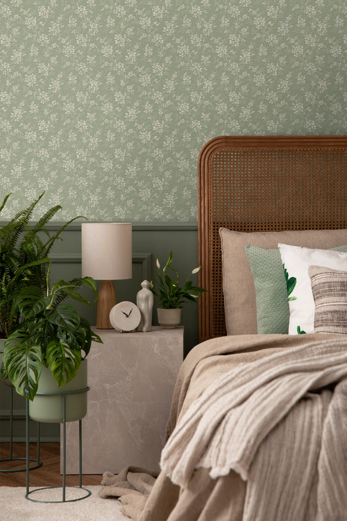 Borastapeter behang vintage bloemetjes groen - 53 cm x 10.05 m - 661035 - vtwonen shop
