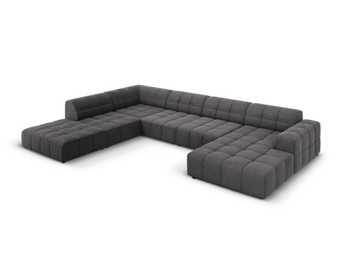 Cosmopolitan Design Panoramische hoekbank links Chicago 7-zits, flueel grijs - 263x375x78cm