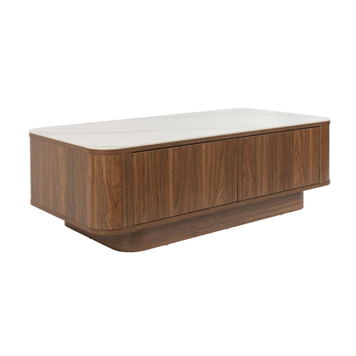 Housecraft Living Almira Salontafel 120x60 cm Hout/ Marmerlook Walnootkleur - Bruin