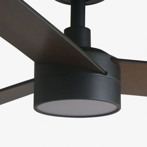 Faro Rudder Rudder inbouw plafondventilator 132 cm LED matzwart, walnootkleurige bladen CCT, 3 omkeerbare bladen