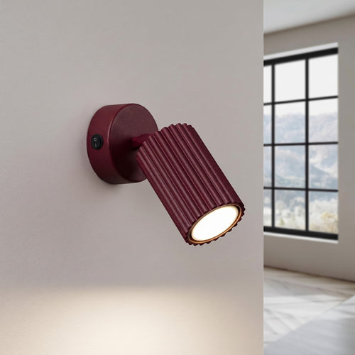 Sollux Lighting Wandlamp KARBON bordeaux met schakelaar - 8x16x16cm