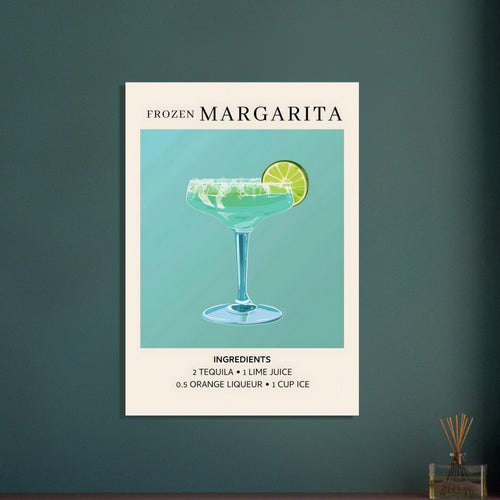 Artfulprints Poster Frozen Margarita cocktail II - Ingrediënten   - A4 21x29.7 cm - Turquoise