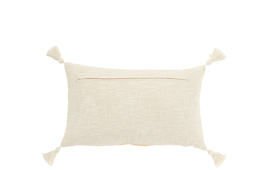 J-Line kussen Rechthoek Strepen + Kwasten - katoen - wit/oranje - vtwonen shop