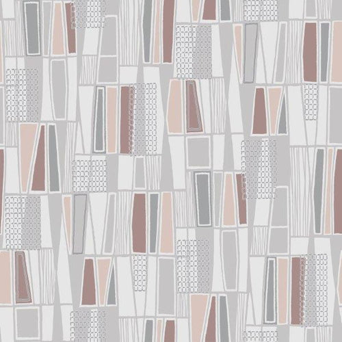 Borastapeter behang geometrische vormen grijs en terracotta - 53 cm x 10.05 m - 660037 - vtwonen shop