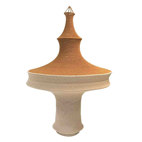 MÔMÉ Hanglamp Luz XXL - bruin/zand - viscose  - Ø 100 cm / H 150 cm - fishnet design - vtwonen shop