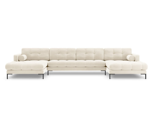 Cosmopolitan Design Panoramische bank Bali 7-zits, flueel, lichtbeige - 185x383x75cm