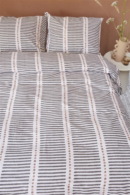vtwonen Stip and Stripe dekbedovertrek - Lits-jumeaux - 240x200/220 cm - Blush - vtwonen shop
