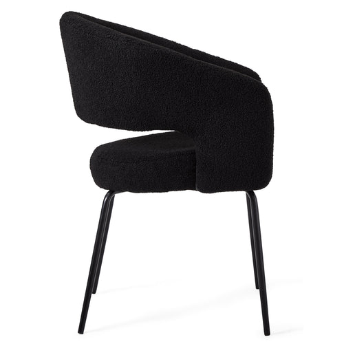 Furnhouse eetkamerstoelen armleuning Natalie - Zwart - Stof (Bouclé) - Set van 2
