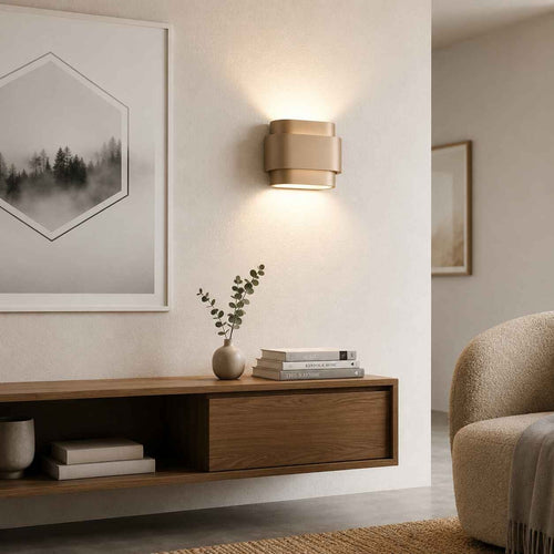 Artdelight wandlamp Metz - 2 lichts - 9  x 16   cm - champange