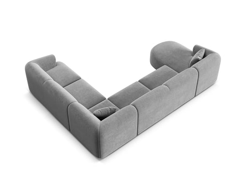 Cosmopolitan Design Modulaire panoramische hoekbank links Campi 7-zits, flueel grijs - 255x330x70cm