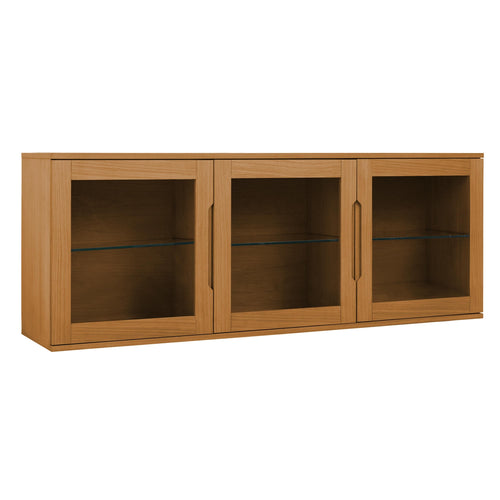 Furnhouse 3-deurs wandkast Kerteminde - Natuurlijk eikenhout - MDF, Eikenfineer, Glas - 37x160x60