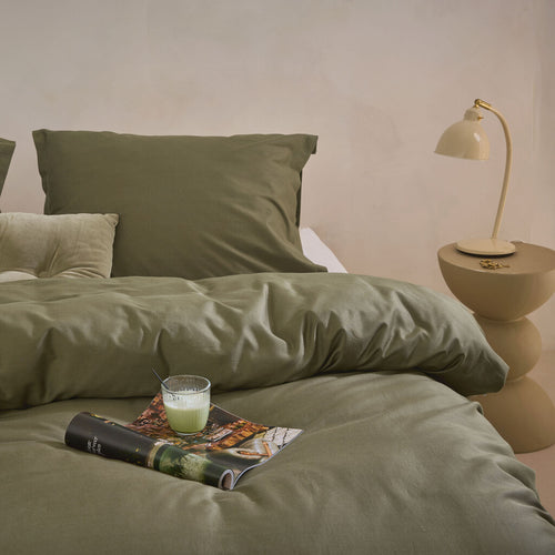 Walra - Dekbedovertrek Vintage Satin - 140x220 cm - Groen