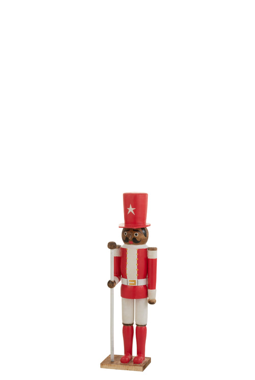 J-Line figuur Notenkraker - hout - rood - medium
