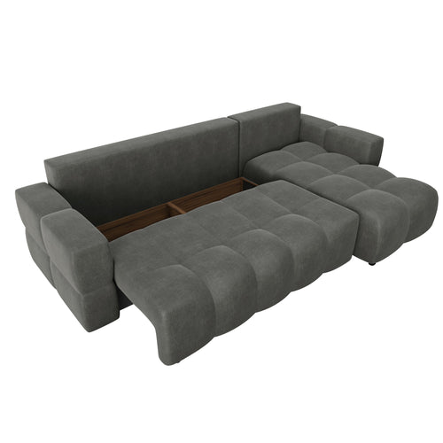 Sia Home - Rechte hoekbanken GABRIEL - Fluweel - Grijs - 286cm - vtwonen shop