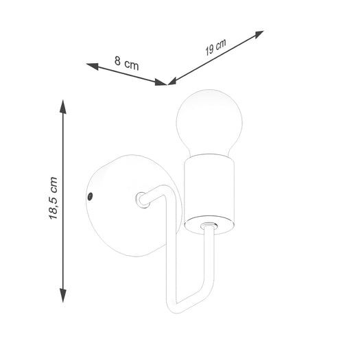 Sollux Lighting Wandlamp TIMBO zwart - 8x19x18,5cm