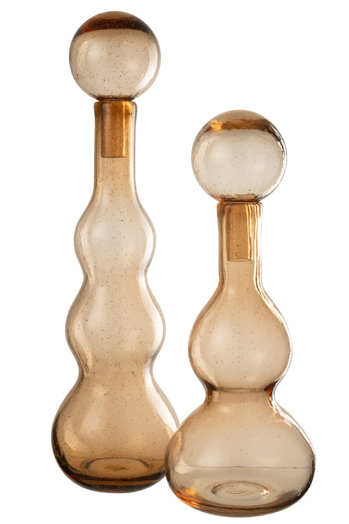 J-Line decoratie fles + stop Carol - glas - caramel - large