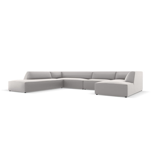 Cosmopolitan Design - Modulaire panoramische hoekbank links Siena 7-zits, imitatieleer lichtgrijs - 273x366x69cm