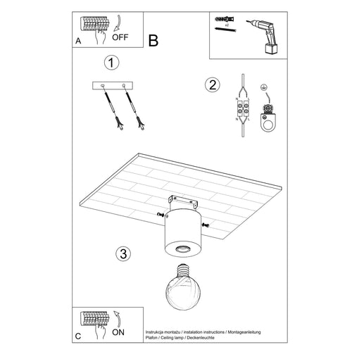 Sollux Lighting Plafondlamp SALGADO beton - 10x10x10cm