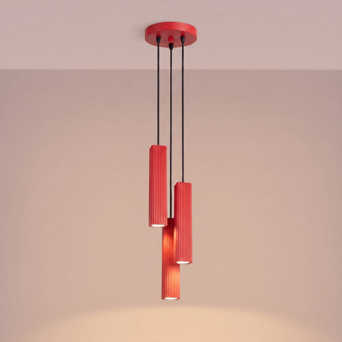 Sollux Lighting Hanglamp RAYO 3P rood - 20x20x108cm