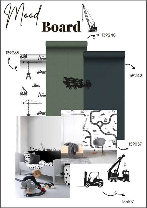 ESTAhome muursticker voertuigen zwart - 47.5 x 66 cm - 156107