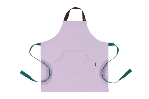 noo.ma Rubi schort 100% katoen - verstelbaar, kleurrijke kleurvlakken (Lavender, Green & Brown)